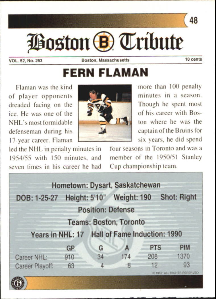 1991-92 Ultimate Original Six #48 Fern Flaman back image