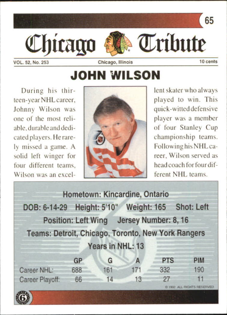 199192 Ultimate Original Six 65 Johnny Wilson A1162 NMMT