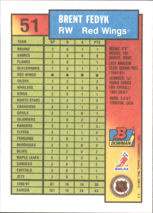 A8286- 1991-92 Bowman Hockey Cards 1-250 +Rookies -You Pick- 15+ FREE US SHIP - Picture 103 of 483