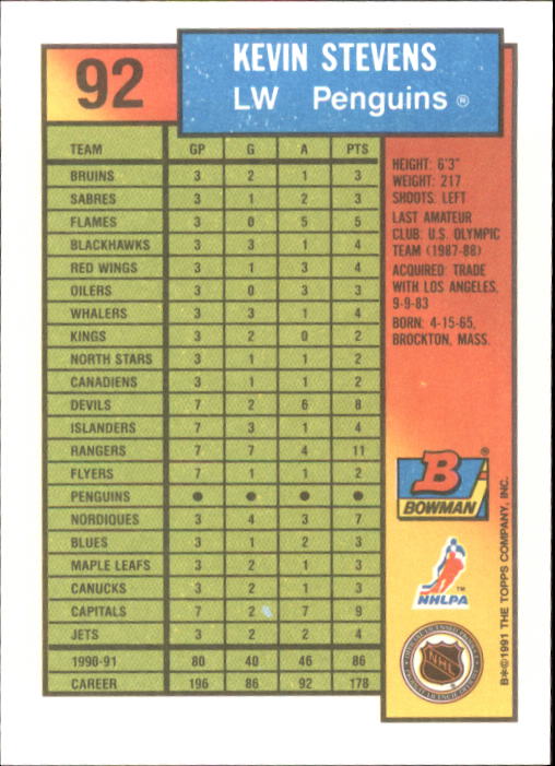 A8286- 1991-92 Bowman Hockey Cards 1-250 +Rookies -You Pick- 15+ FREE US SHIP - Picture 183 of 483