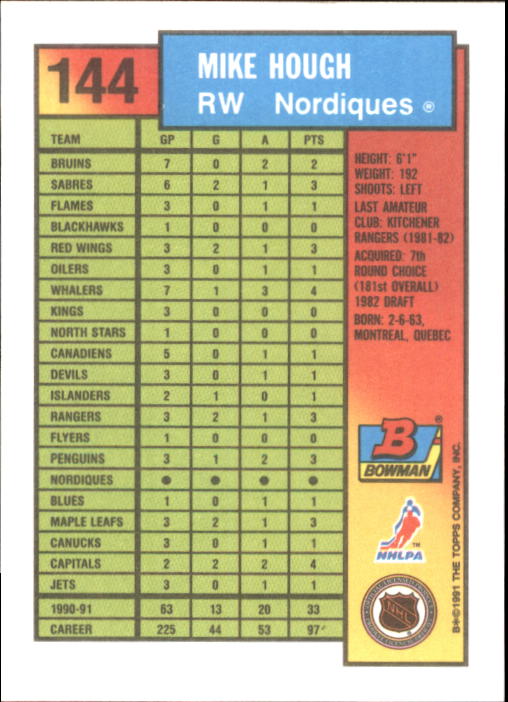 A8286- 1991-92 Bowman Hockey Cards 1-250 +Rookies -You Pick- 15+ FREE US SHIP - Picture 279 of 483