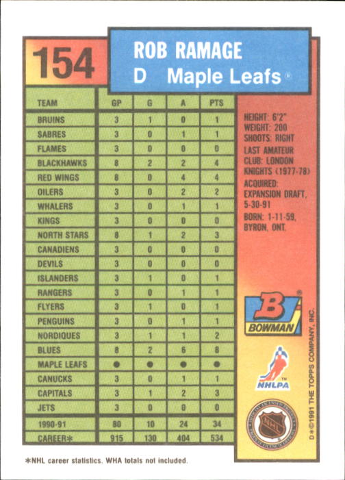 A8286- 1991-92 Bowman Hockey Cards 1-250 +Rookies -You Pick- 15+ FREE US SHIP - Picture 299 of 483