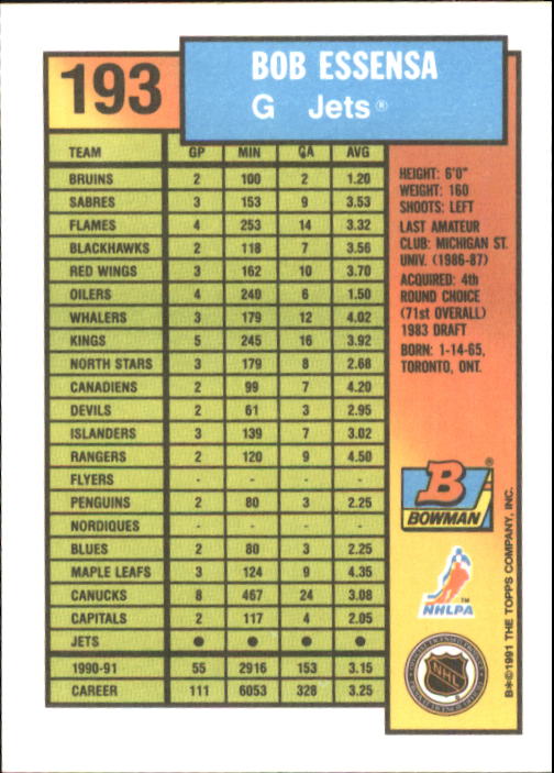 A8286- 1991-92 Bowman Hockey Cards 1-250 +Rookies -You Pick- 15+ FREE US SHIP - Picture 371 of 483