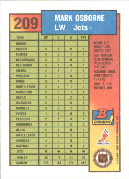 A8286- 1991-92 Bowman Hockey Cards 1-250 +Rookies -You Pick- 15+ FREE US SHIP - Picture 401 of 483