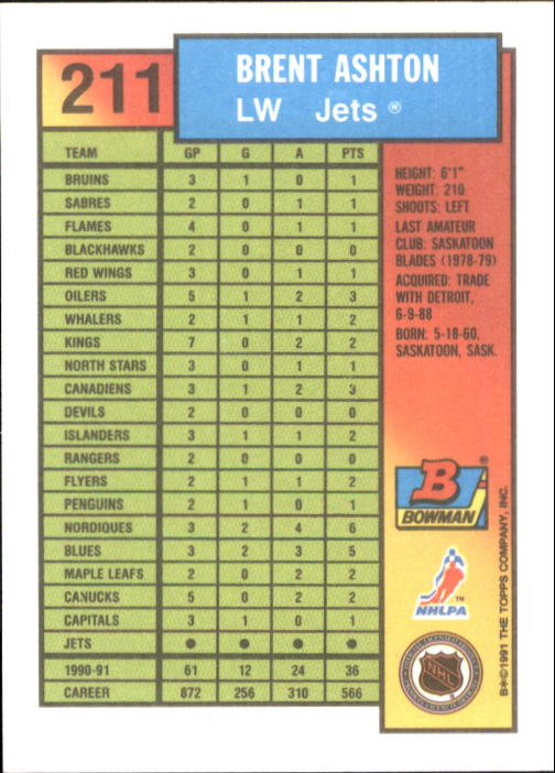 A8286- 1991-92 Bowman Hockey Cards 1-250 +Rookies -You Pick- 15+ FREE US SHIP - Picture 405 of 483
