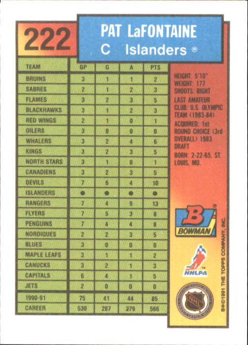 A8286- 1991-92 Bowman Hockey Cards 1-250 +Rookies -You Pick- 15+ FREE US SHIP - Picture 427 of 483
