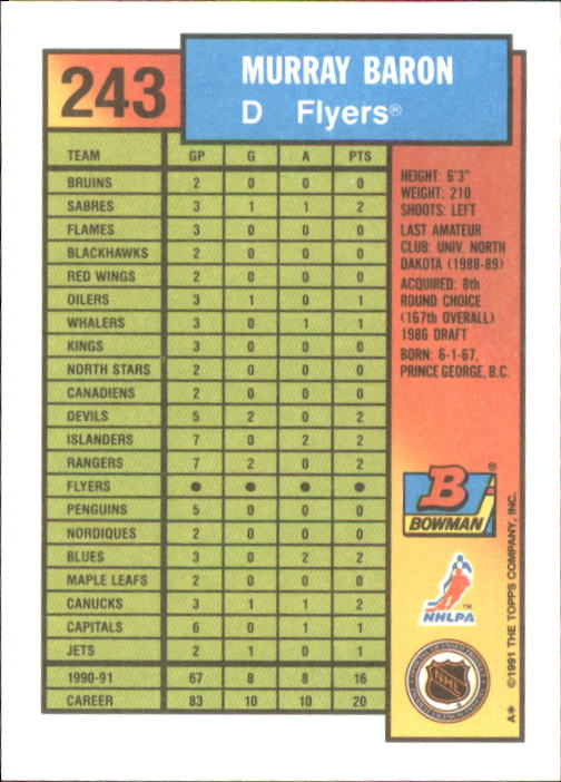 A8286- 1991-92 Bowman Hockey Cards 1-250 +Rookies -You Pick- 15+ FREE US SHIP - Picture 469 of 483