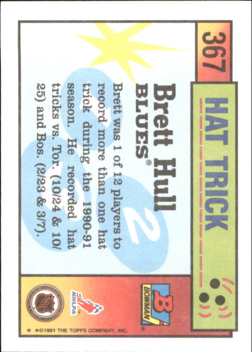 1991-92 Bowman #367 Brett Hull HT back image