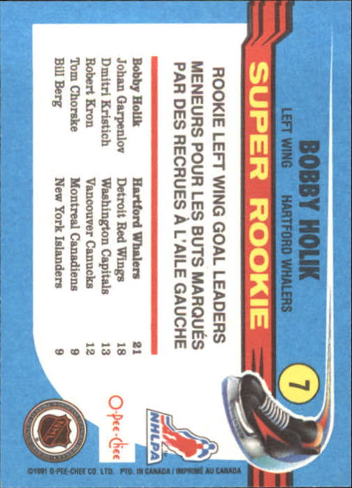 1991-92 O-Pee-Chee #7 Bobby Holik SR back image