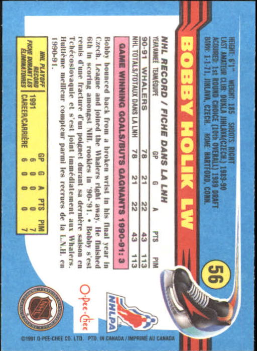 1991-92 O-Pee-Chee #56 Bobby Holik back image