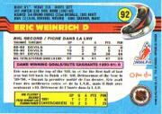 1991-92 O-Pee-Chee #92 Eric Weinrich back image