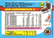 1991-92 O-Pee-Chee #353 John Vanbiesbrouck back image