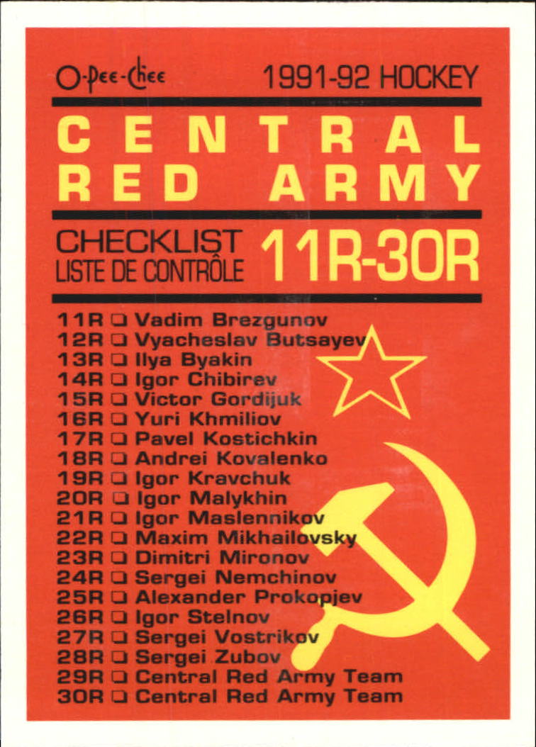 1991-92 O-Pee-Chee Inserts #66R Russian Checklist