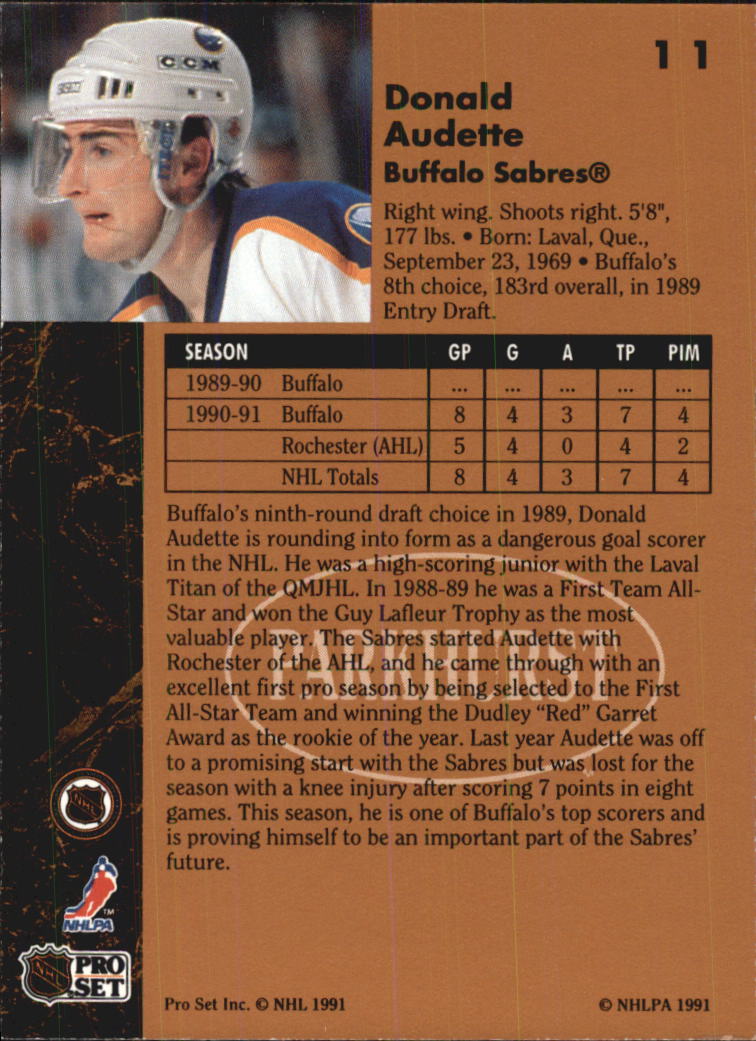 1991-92 Parkhurst #11 Donald Audette back image