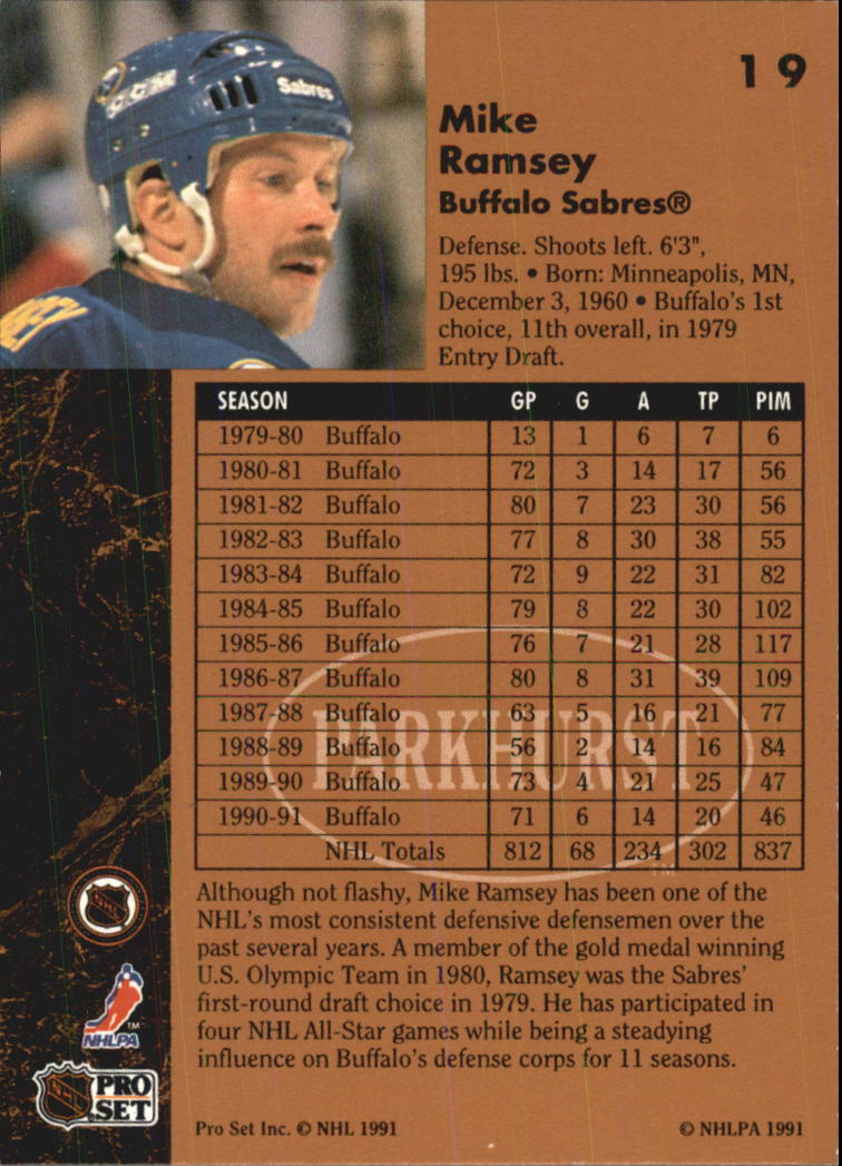 1991-92 Parkhurst #19 Mike Ramsey back image