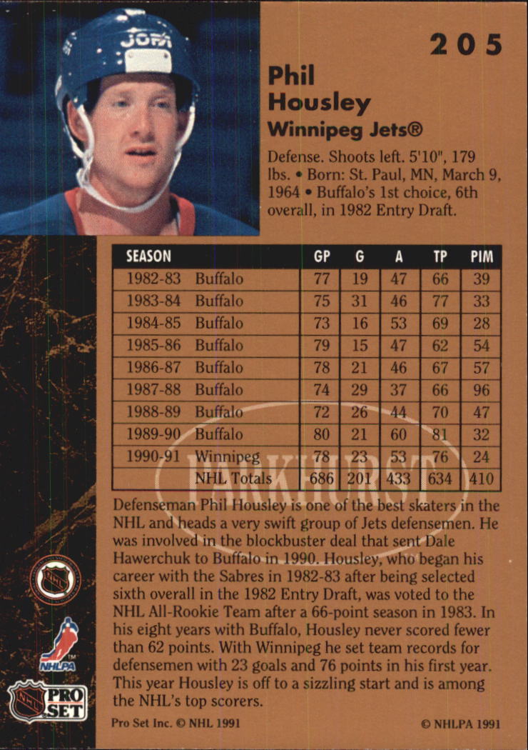 1991-92 Parkhurst #205 Phil Housley back image