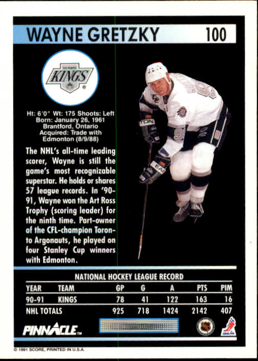 1991-92 Pinnacle #100 Wayne Gretzky back image