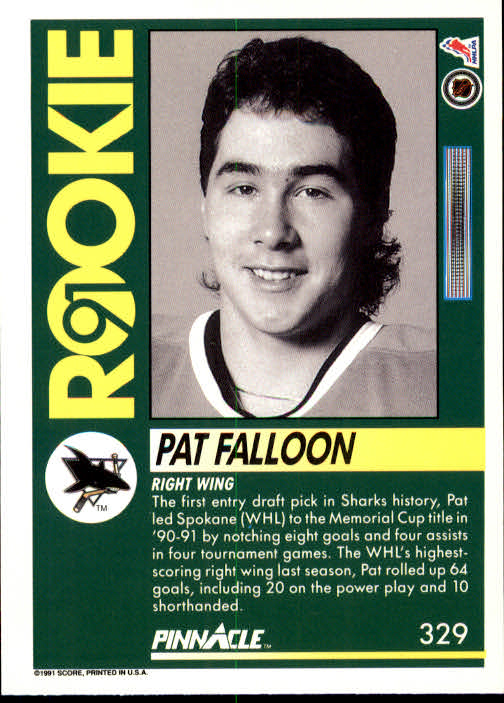 1991-92 Pinnacle #329 Pat Falloon back image