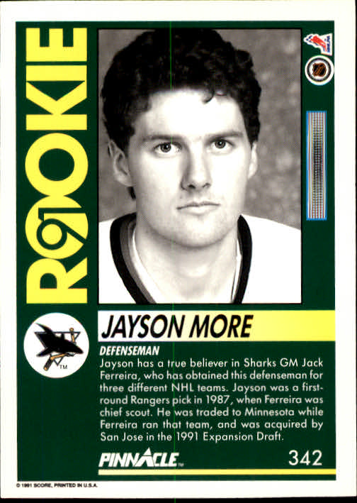 1991-92 Pinnacle #342 Jayson More RC back image