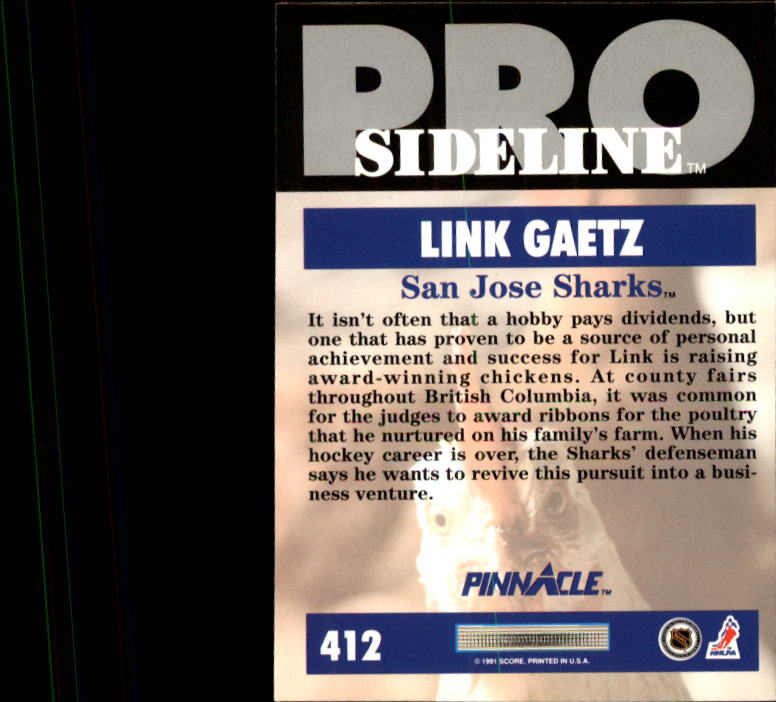 1991-92 Pinnacle #412 Link Gaetz SL back image