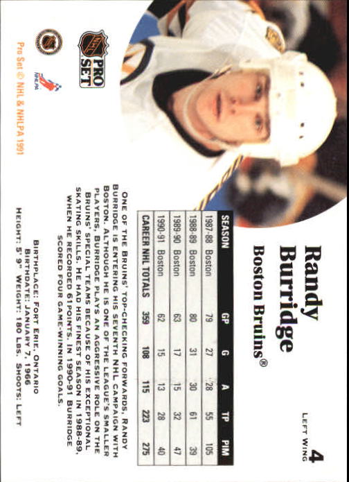 1991-92 Pro Set #4 Randy Burridge back image