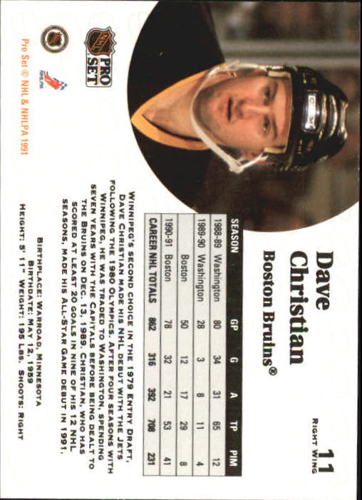 1991-92 Pro Set #11 Dave Christian back image