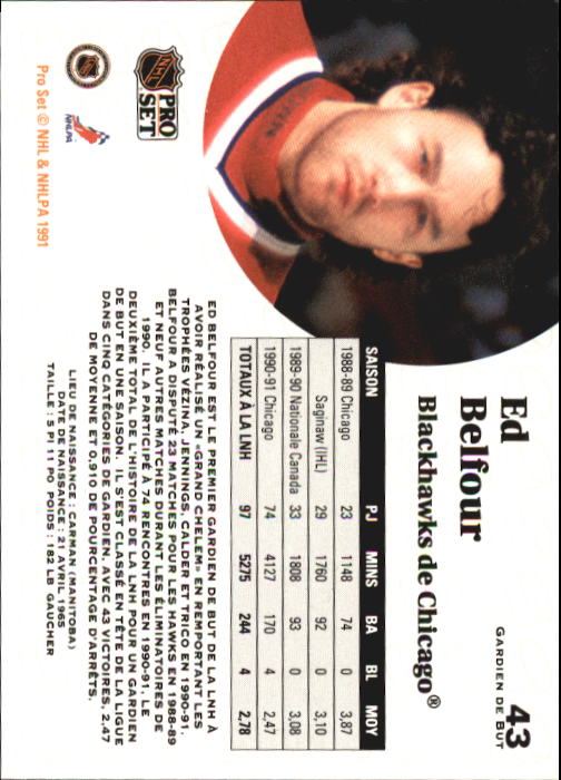 1991-92 Pro Set #43 Ed Belfour back image