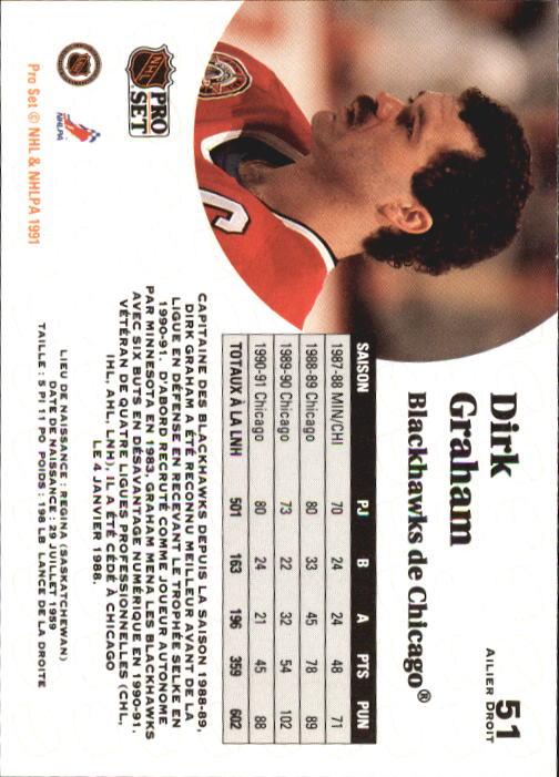 1991-92 Pro Set #51 Dirk Graham back image