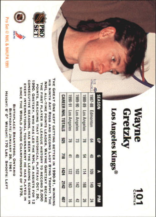 1991-92 Pro Set #101 Wayne Gretzky back image