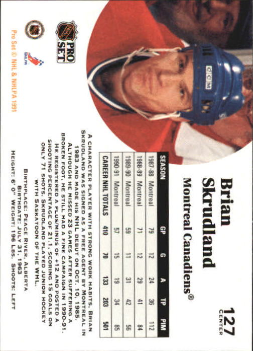 1991-92 Pro Set #127 Brian Skrudland back image