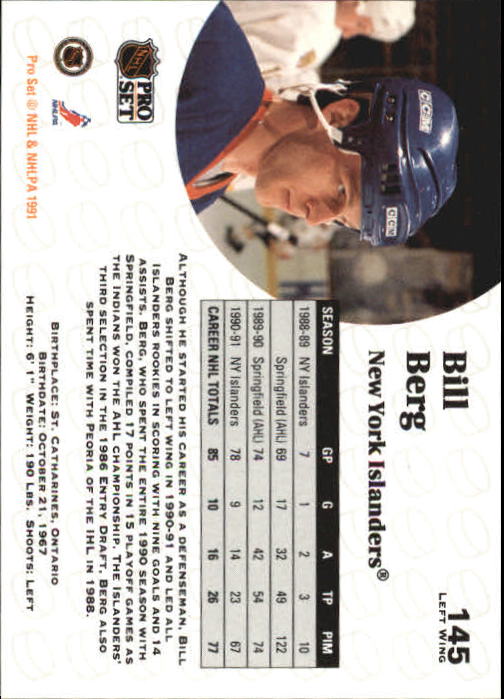 1991-92 Pro Set #145 Bill Berg back image