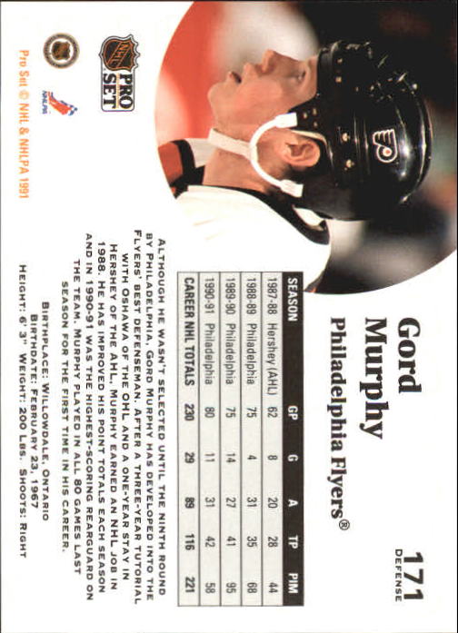 1991-92 Pro Set #171 Gord Murphy back image