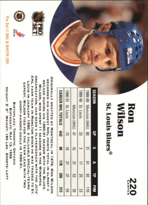 1991-92 Pro Set #220 Ron Wilson back image
