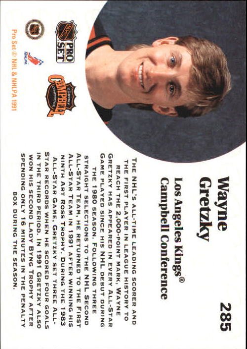 1991-92 Pro Set #285 Wayne Gretzky AS back image