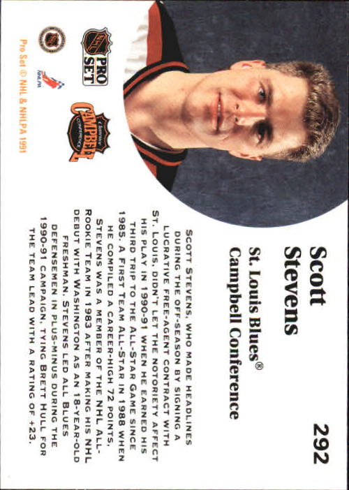 1991-92 Pro Set #292 Scott Stevens AS back image