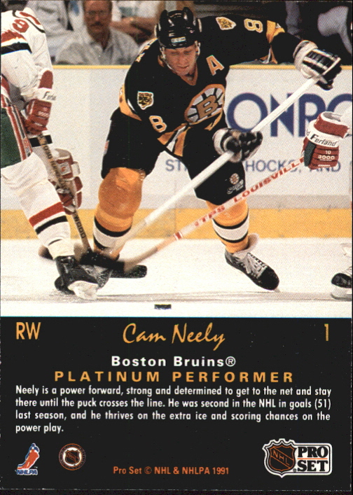 1991-92 Pro Set Platinum #1 Cam Neely back image