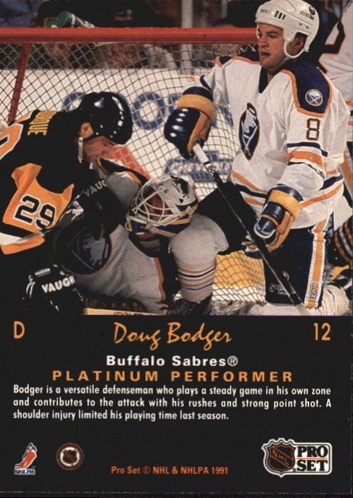 1991-92 Pro Set Platinum #12 Doug Bodger back image