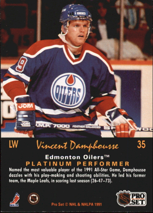 1991-92 Pro Set Platinum #35 Vincent Damphousse back image