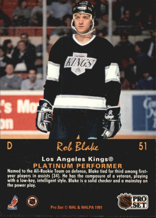 1991-92 Pro Set Platinum #51 Rob Blake back image