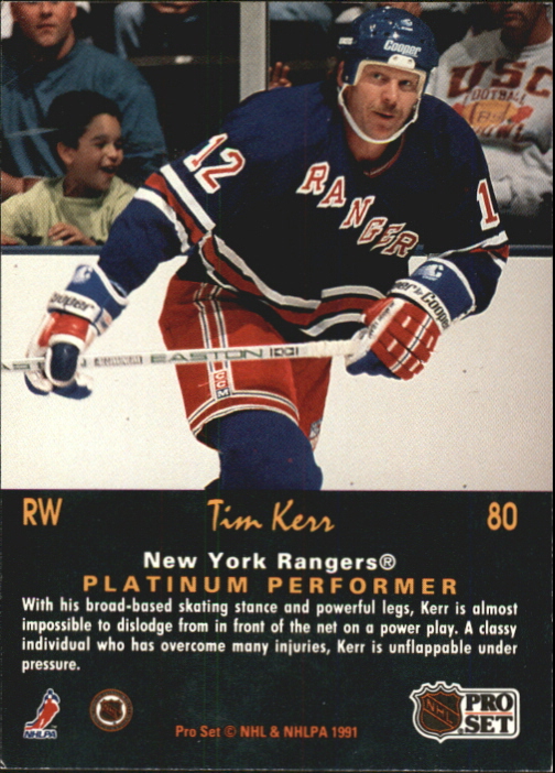 1991-92 Pro Set Platinum #80 Tim Kerr back image
