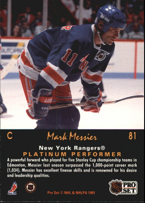 1991-92 Pro Set Platinum #81 Mark Messier back image
