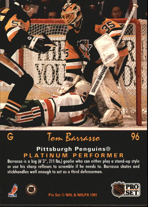 1991-92 Pro Set Platinum #96 Tom Barrasso back image