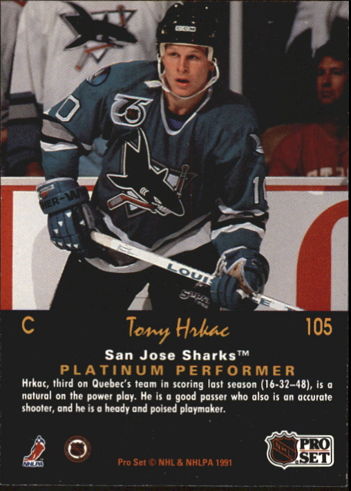 1991-92 Pro Set Platinum #105 Tony Hrkac back image