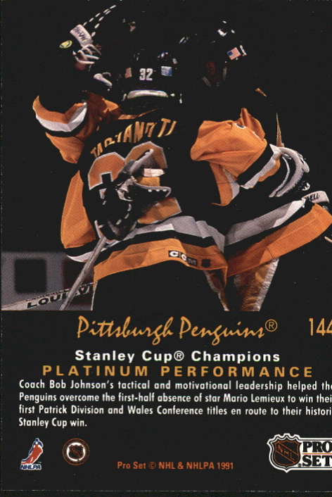 1991-92 Pro Set Platinum #144 Pittsburgh Penguins back image