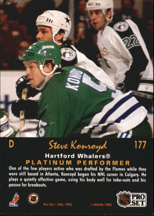 1991-92 Pro Set Platinum #177 Steve Konroyd back image