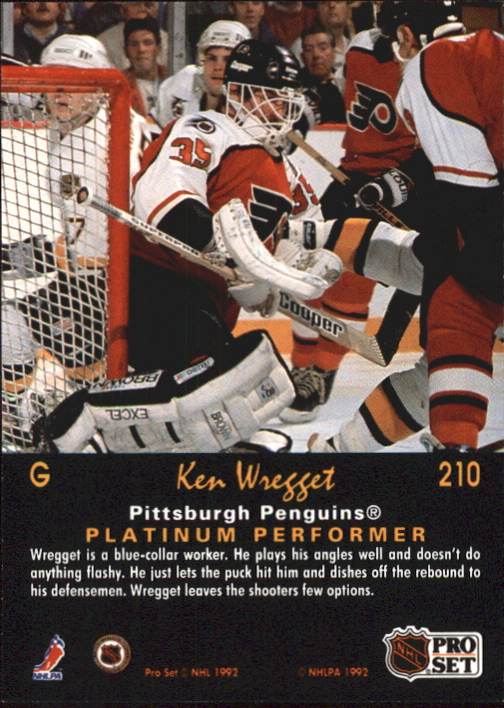 1991-92 Pro Set Platinum #210 Ken Wreggett back image