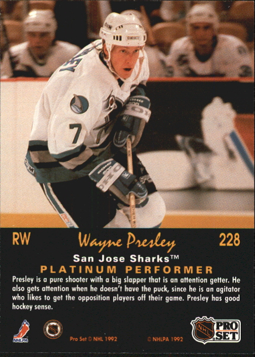1991-92 Pro Set Platinum #228 Wayne Presley back image