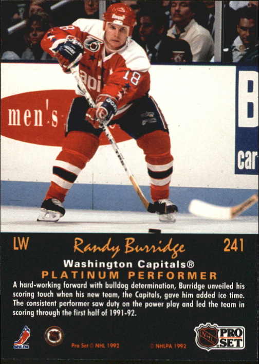 1991-92 Pro Set Platinum #241 Randy Burridge back image