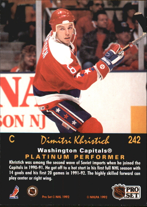 1991-92 Pro Set Platinum #242 Dimitri Khristich back image