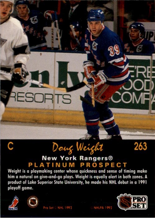 1991-92 Pro Set Platinum #263 Doug Weight RC back image